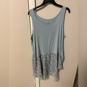 LOGO by Lori Goldstein Blue Asymmetrical Tank Top sz 1X